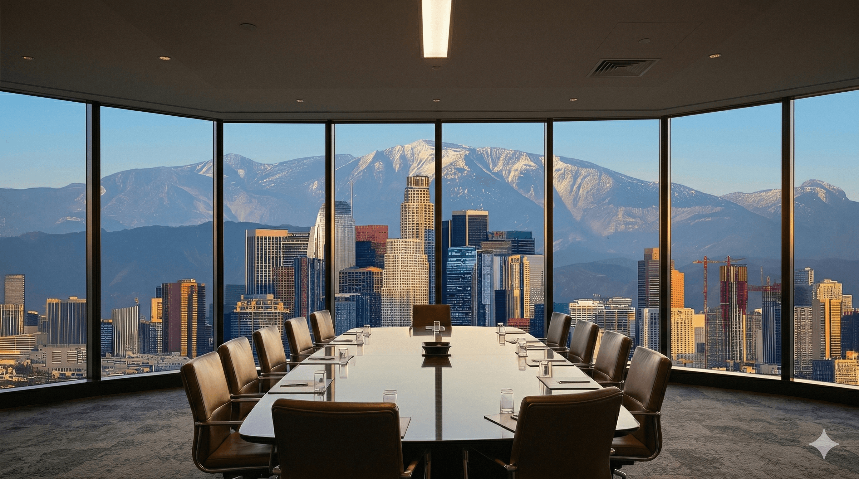 Executive boardroom with panoramic city view